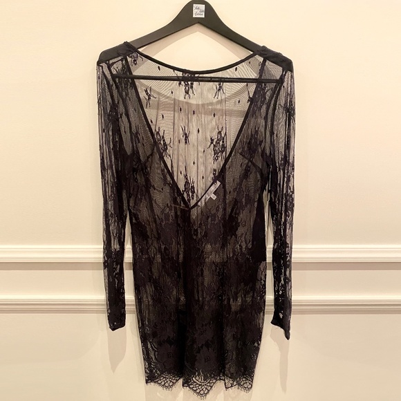 Lovers + Friends Sheer Black Lace Dress - Picture 1 of 4